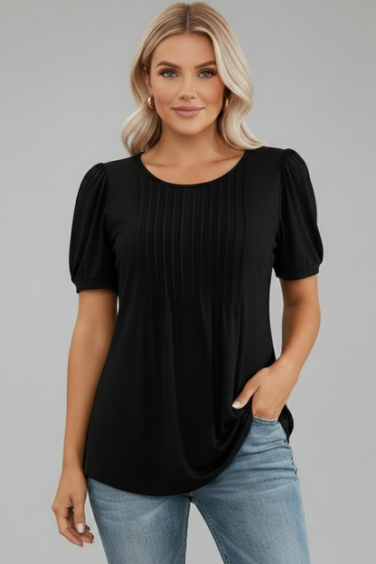 Luna | Chic Round Neck Puff Sleeve T-Shirt