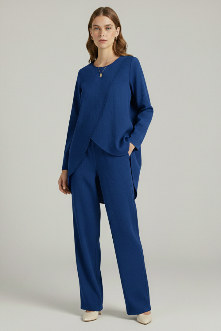 Lila | Chic Long Sleeve Shirt and Straight-Leg Trousers Set