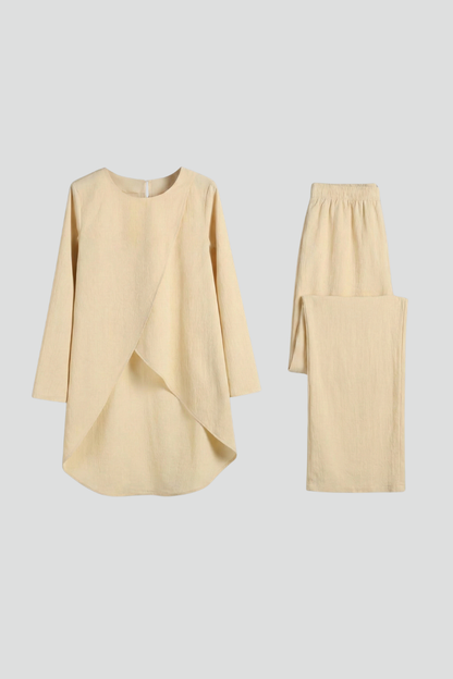 Lila | Chic Long Sleeve Shirt and Straight-Leg Trousers Set