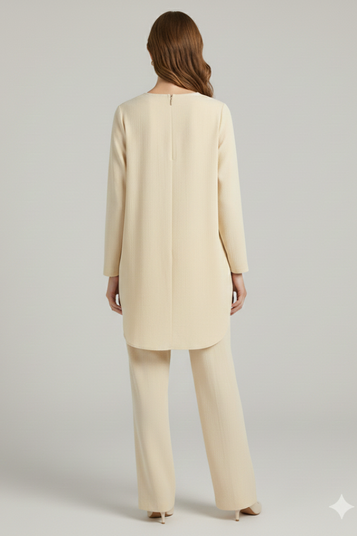 Lila | Chic Long Sleeve Shirt and Straight-Leg Trousers Set