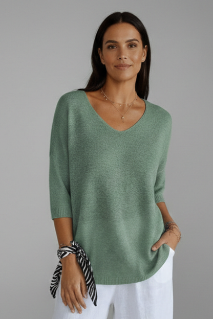 Lila | Elegant V-Neck Elbow Sleeve Top