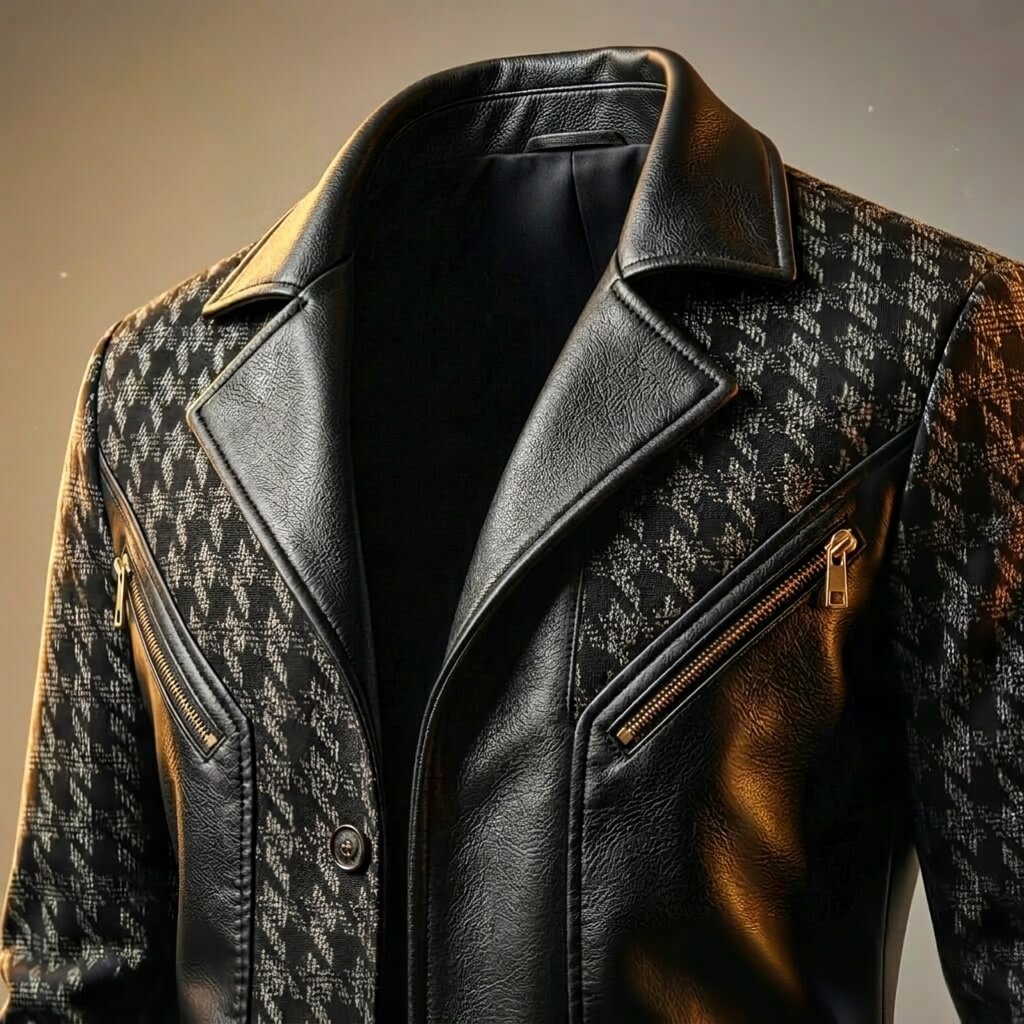 Jasper | Houndstooth Leather Blazer