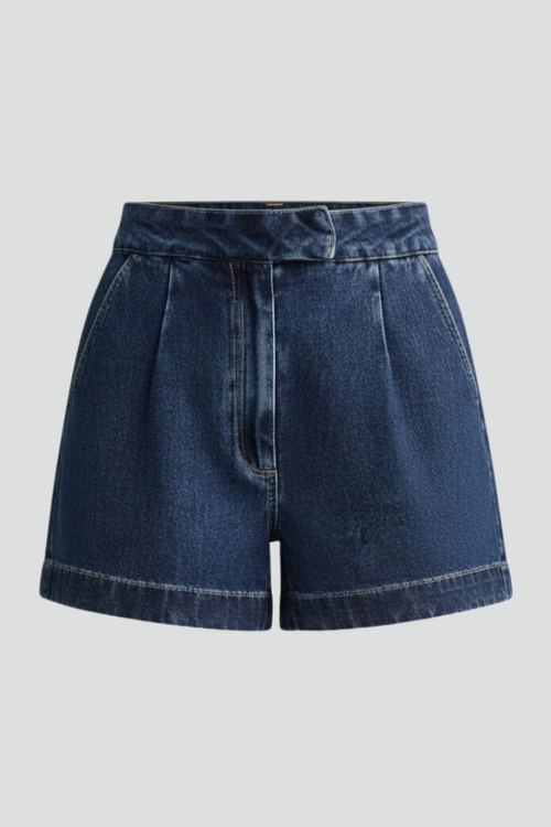 Lila | High-Waisted Denim Shorts with Rolled Hem