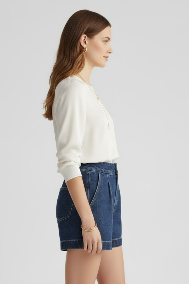 Lila | High-Waisted Denim Shorts with Rolled Hem