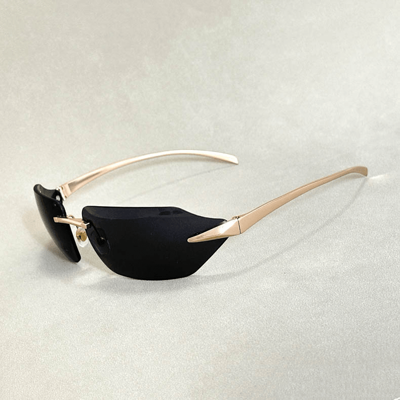 Freya | Elegant Rimless Golden Sunglasses