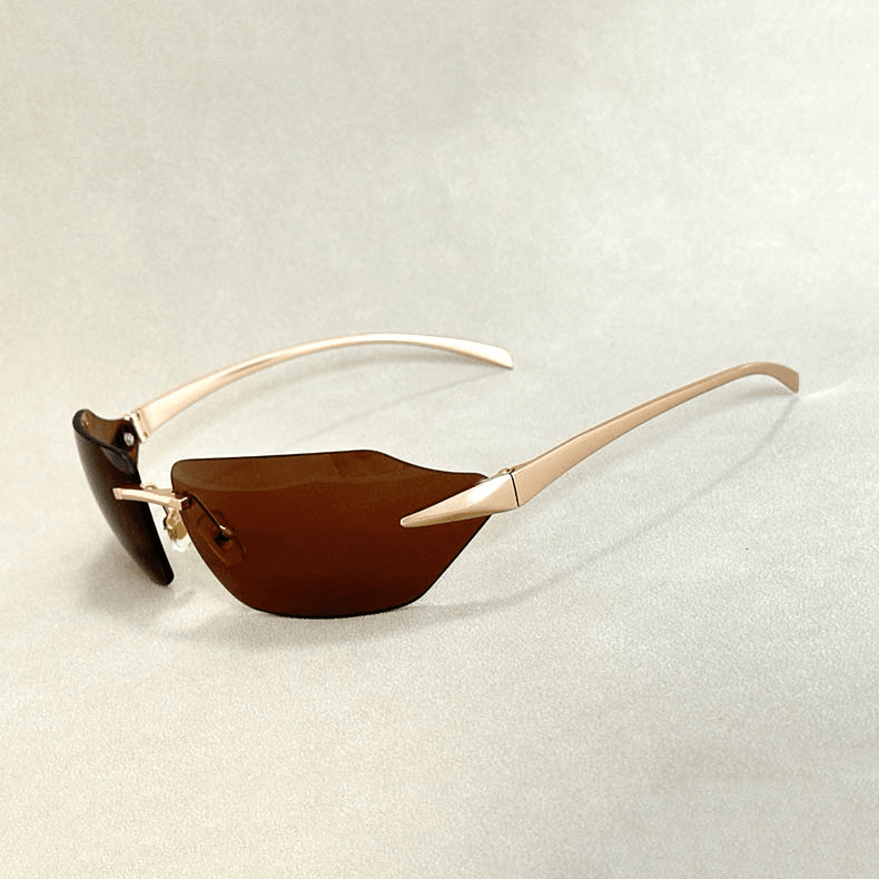 Freya | Elegant Rimless Golden Sunglasses