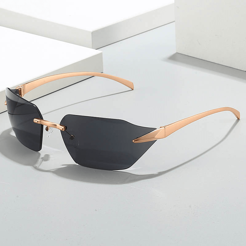 Freya | Elegant Rimless Golden Sunglasses