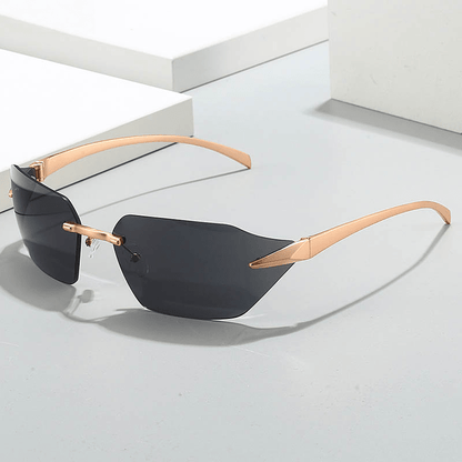 Freya | Elegant Rimless Golden Sunglasses