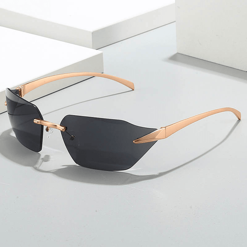 Freya | Elegant Rimless Golden Sunglasses