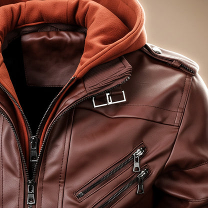 Julian | Sleek Hooded Leather Jacket