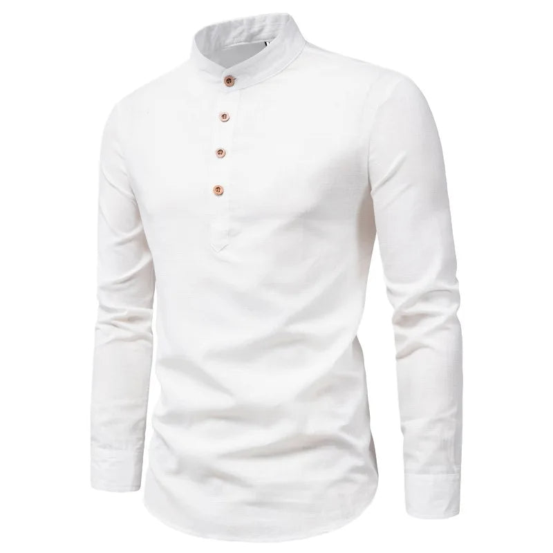 Lorcan | Tailored Slim-Fit Cotton Shirt with Stand Collar