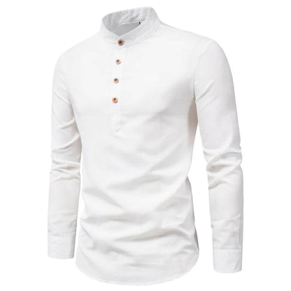 Lorcan | Tailored Slim-Fit Cotton Shirt with Stand Collar