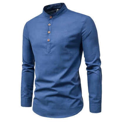 Lorcan | Tailored Slim-Fit Cotton Shirt with Stand Collar