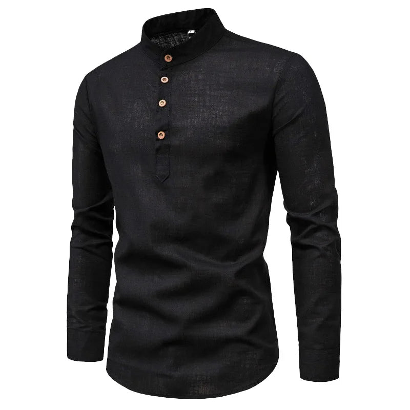 Lorcan | Tailored Slim-Fit Cotton Shirt with Stand Collar