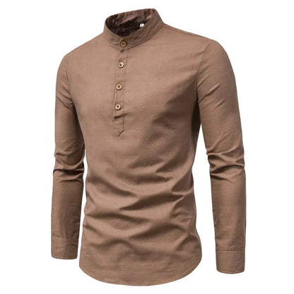 Lorcan | Tailored Slim-Fit Cotton Shirt with Stand Collar