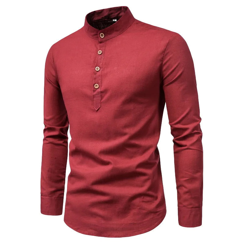 Lorcan | Tailored Slim-Fit Cotton Shirt with Stand Collar