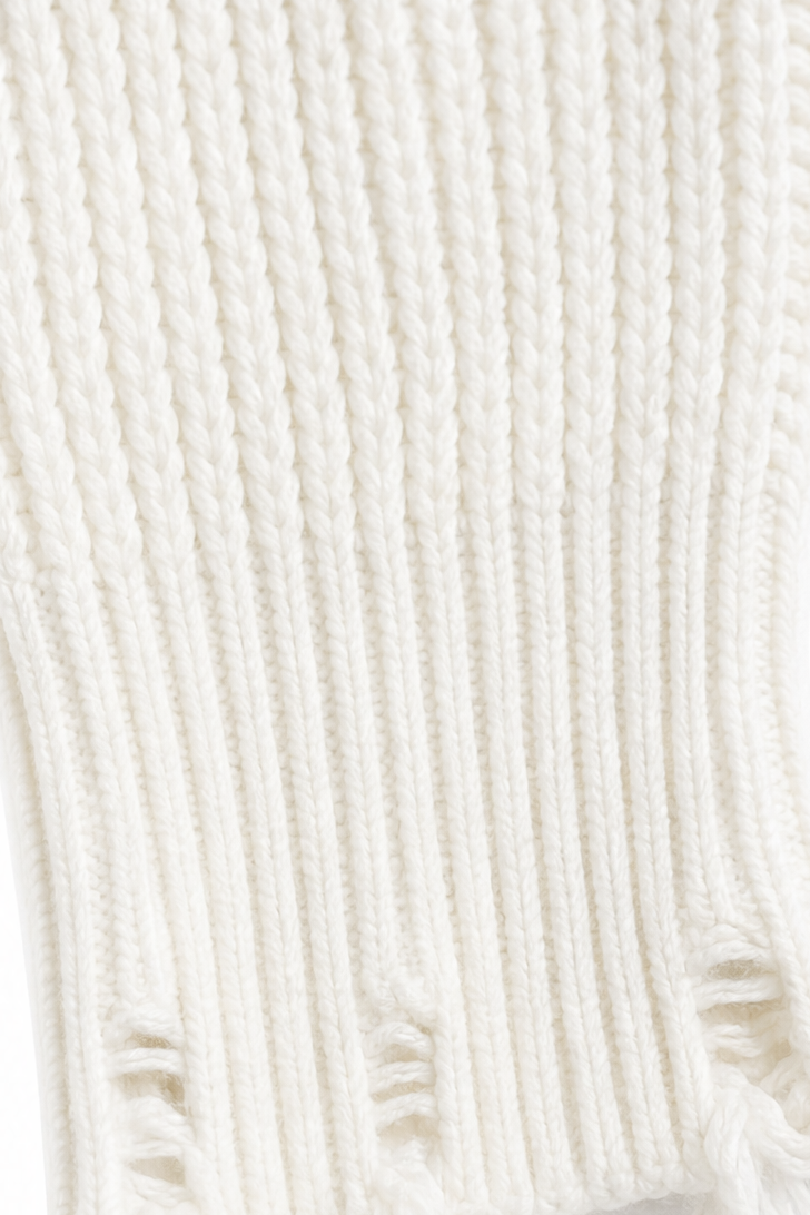 Elena | Distressed Ribbed Knit Oversized Sweater with Ladder Rips
