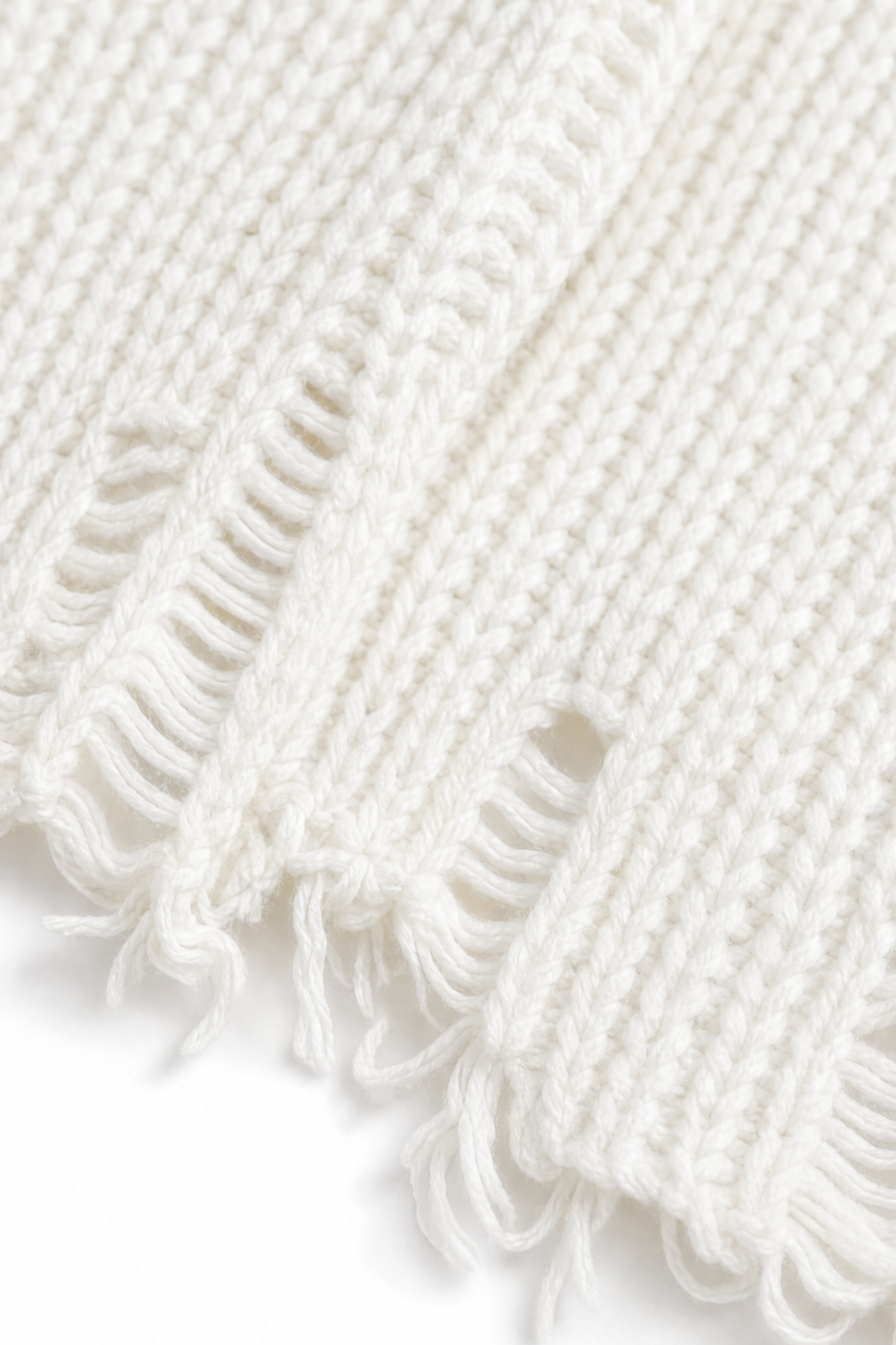 Elena | Distressed Ribbed Knit Oversized Sweater with Ladder Rips