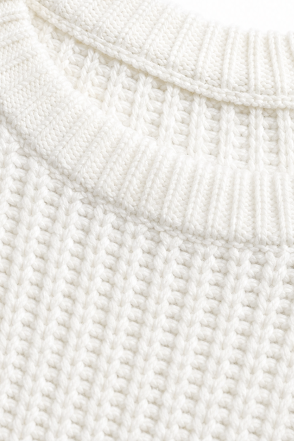 Elena | Distressed Ribbed Knit Oversized Sweater with Ladder Rips