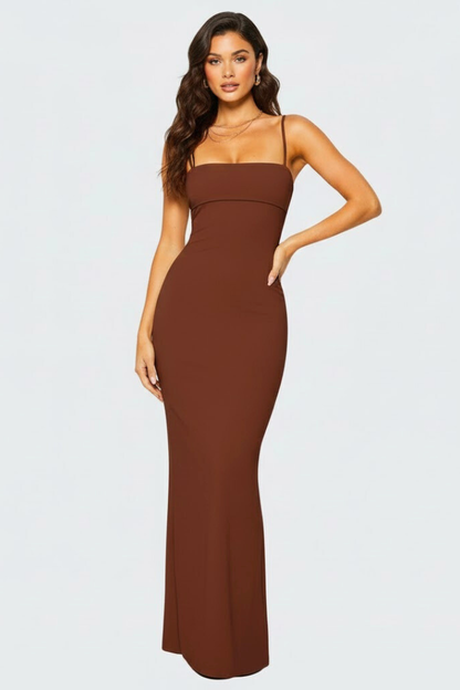 Lila | Elegant Spaghetti Strap Maxi Dress with Open Back