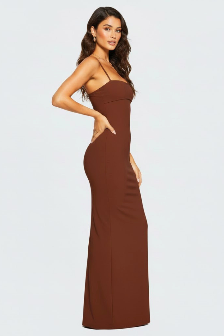 Lila | Elegant Spaghetti Strap Maxi Dress with Open Back