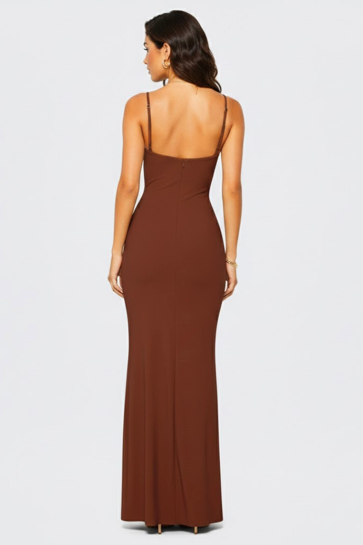 Lila | Elegant Spaghetti Strap Maxi Dress with Open Back