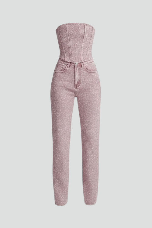 Lila | Strapless Top & High-Waisted Trousers Set