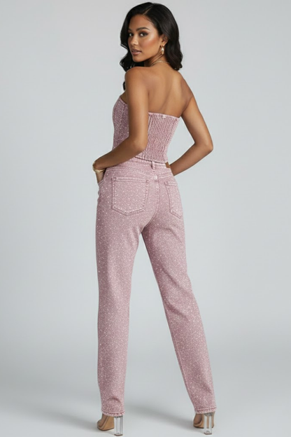Lila | Strapless Top & High-Waisted Trousers Set