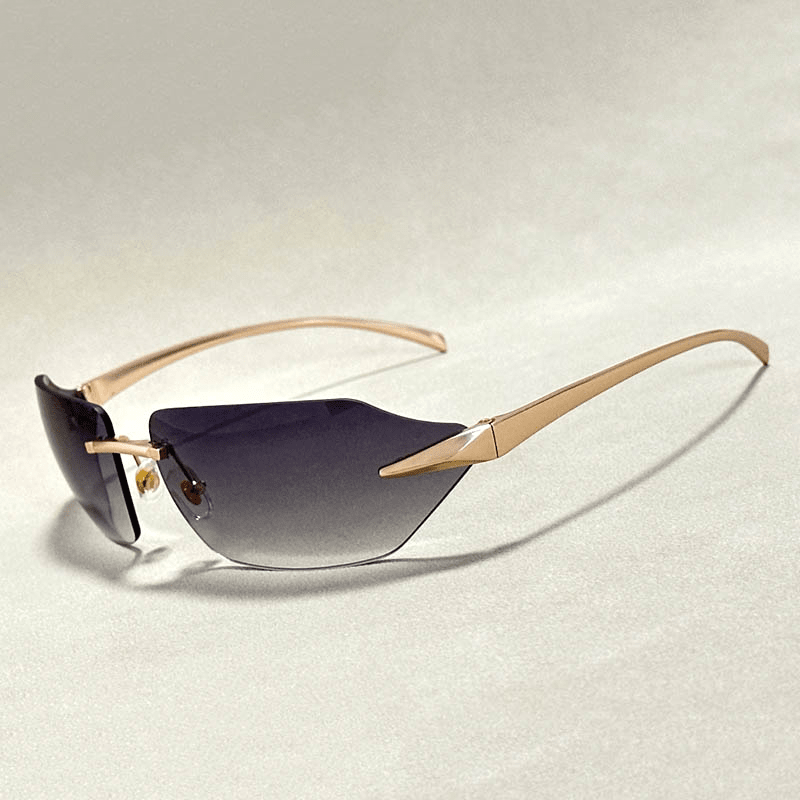 Freya | Elegant Rimless Golden Sunglasses
