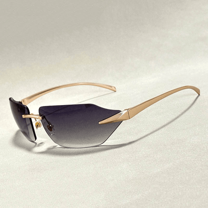 Freya | Elegant Rimless Golden Sunglasses