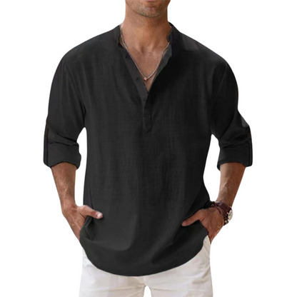 Miles | Linen Blend Henley Shirt