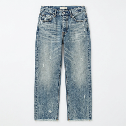 Vivara – Women's Retro Fringed Cropped Straight Leg Jeans
