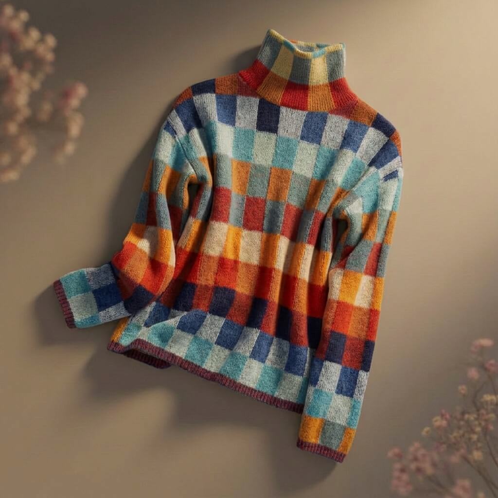 Freya | Checkered Merino Knit Sweater