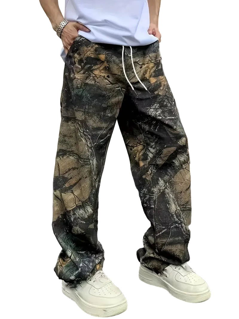 Luca | Camouflage Wide-Leg Drawstring Pants