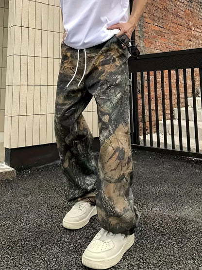 Luca | Camouflage Wide-Leg Drawstring Pants