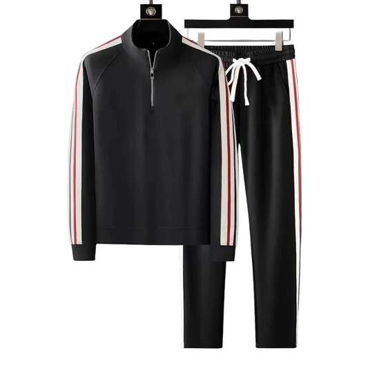 Luca | Sleek Athletic Tracksuit Set with Quarter Zip Pullover and Side Stripe Detail