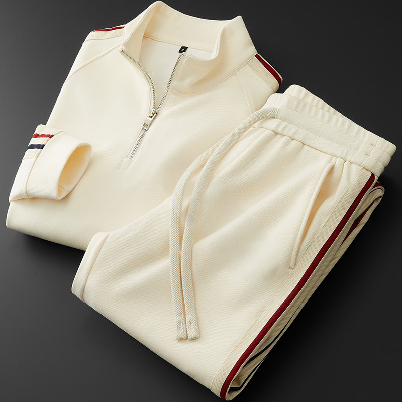 Luca | Sleek Athletic Tracksuit Set with Quarter Zip Pullover and Side Stripe Detail