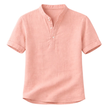Luca | Luxe Band Collar Short Sleeve Shirt