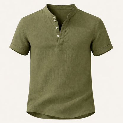 Luca | Luxe Band Collar Short Sleeve Shirt