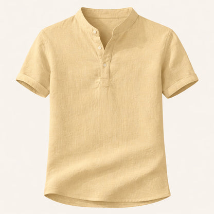 Luca | Luxe Band Collar Short Sleeve Shirt