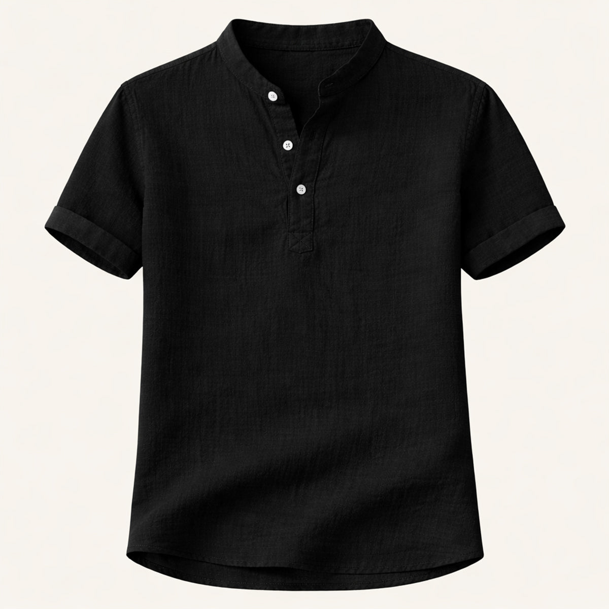 Luca | Luxe Band Collar Short Sleeve Shirt