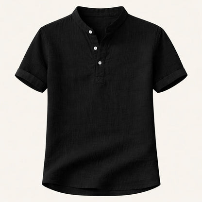 Luca | Luxe Band Collar Short Sleeve Shirt