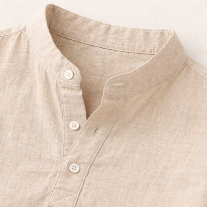 Luca | Luxe Band Collar Short Sleeve Shirt