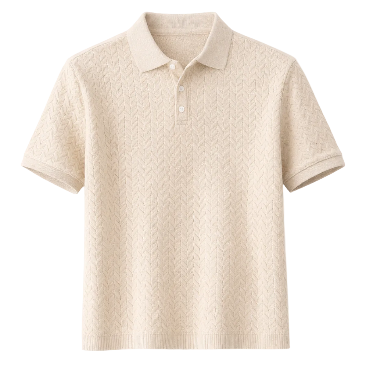 Luca | Textured Fabric Button Placket Polo Shirt