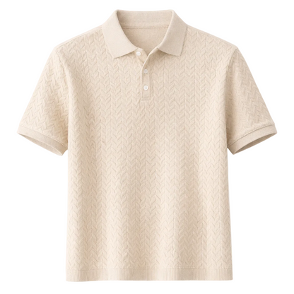 Luca | Textured Fabric Button Placket Polo Shirt