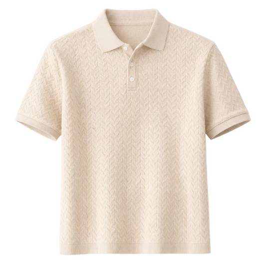 Luca | Textured Fabric Button Placket Polo Shirt