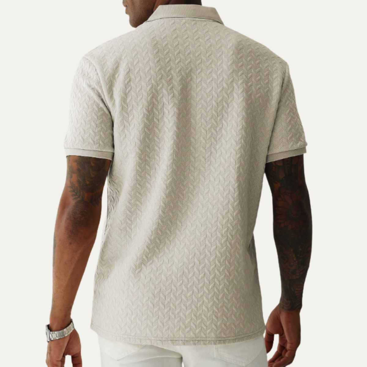 Luca | Textured Fabric Button Placket Polo Shirt