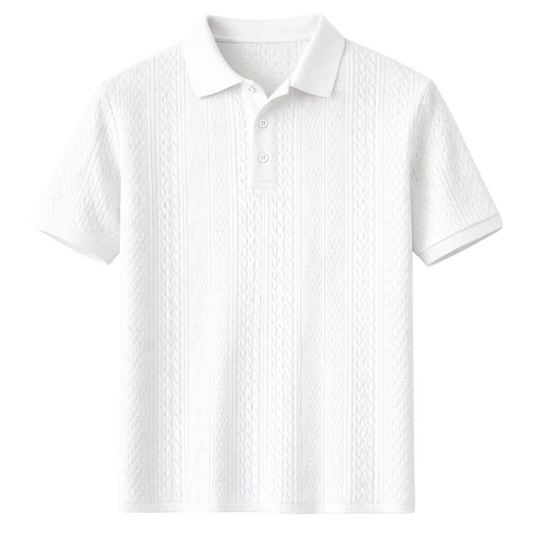 Luca | Textured Cable Knit Polo Shirt