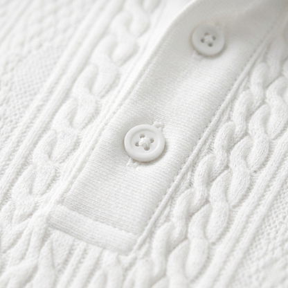 Luca | Textured Cable Knit Polo Shirt