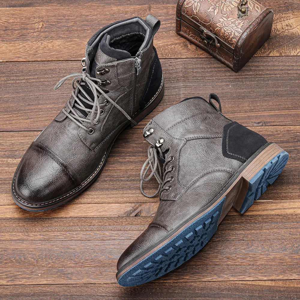 Jasper | Luxe Cap-Toe Lace-Up Ankle Boots